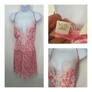 Vintage 90s Avenue Body‎  Dynasty Expressions Pink Rose Floral Nightgown Chemise